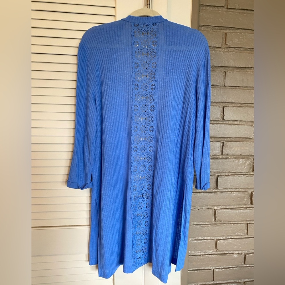 Falls Creek Powder Blue Crochet Open-Front Cardigan - Picture 6 of 8
